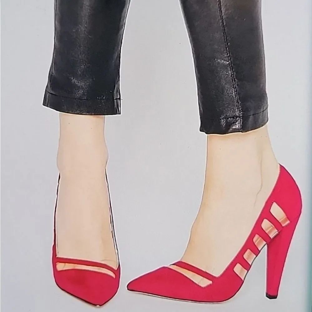 ZARA ESCAPINS ROUGE-VINTED HIGH HEEL STILETTOS POINTED TOE SUEDE SHOE
